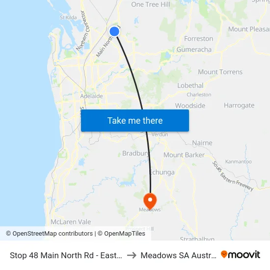 Stop 48 Main North Rd - East side to Meadows SA Australia map