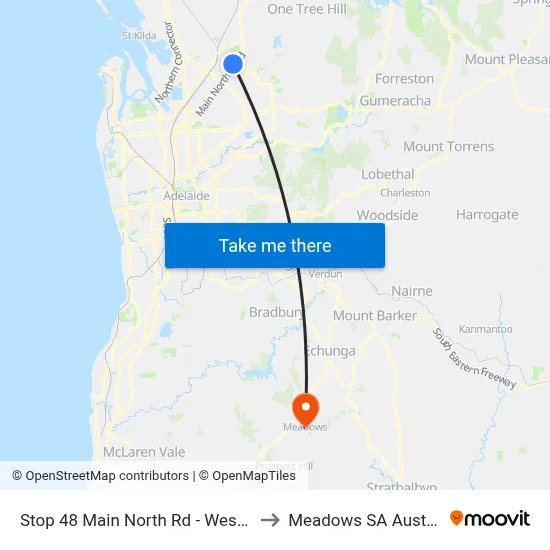 Stop 48 Main North Rd - West side to Meadows SA Australia map