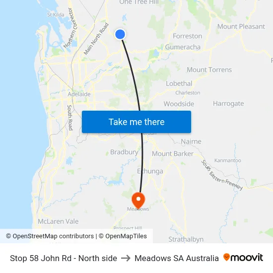 Stop 58 John Rd - North side to Meadows SA Australia map