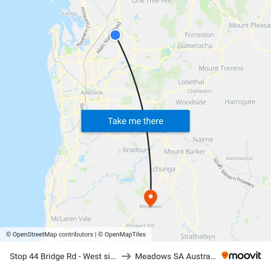 Stop 44 Bridge Rd - West side to Meadows SA Australia map