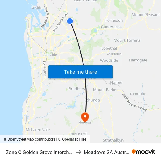 Zone C Golden Grove Interchange to Meadows SA Australia map