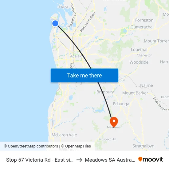 Stop 57 Victoria Rd - East side to Meadows SA Australia map