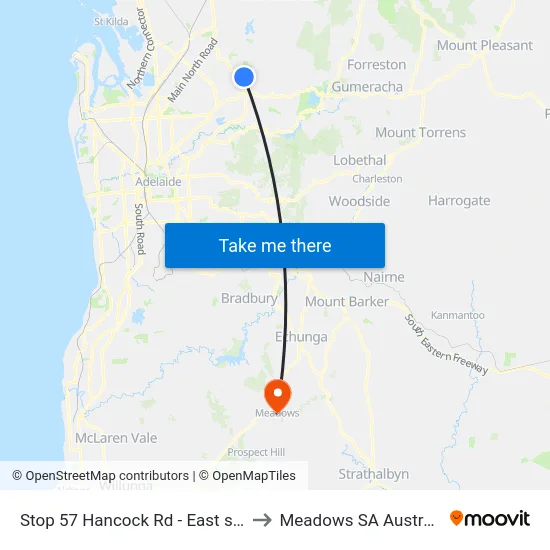 Stop 57 Hancock Rd - East side to Meadows SA Australia map