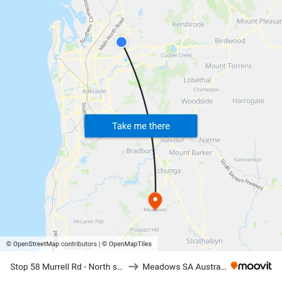 Stop 58 Murrell Rd - North side to Meadows SA Australia map
