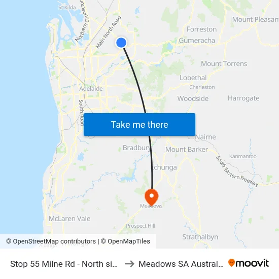 Stop 55 Milne Rd - North side to Meadows SA Australia map