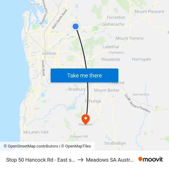 Stop 50 Hancock Rd - East side to Meadows SA Australia map