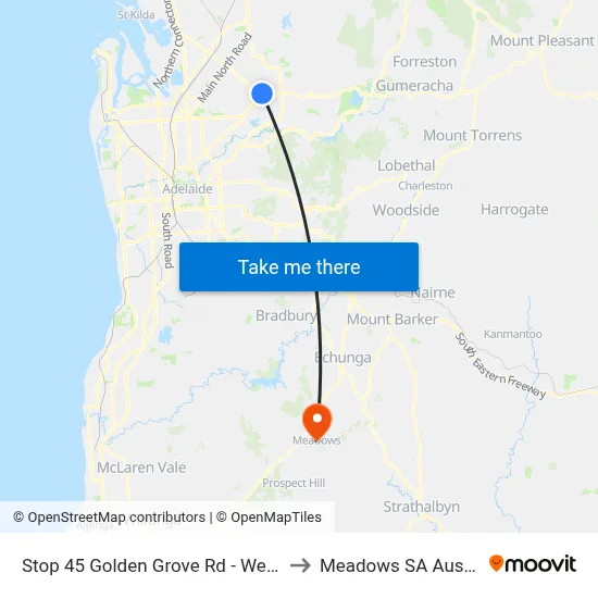 Stop 45 Golden Grove Rd - West side to Meadows SA Australia map