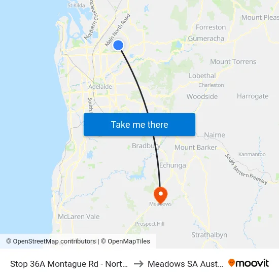 Stop 36A Montague Rd - North side to Meadows SA Australia map