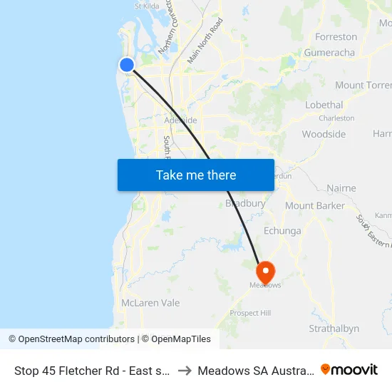 Stop 45 Fletcher Rd - East side to Meadows SA Australia map