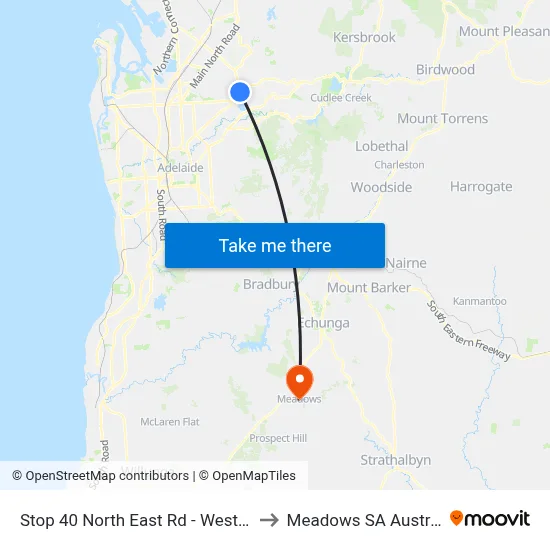 Stop 40 North East Rd - West side to Meadows SA Australia map