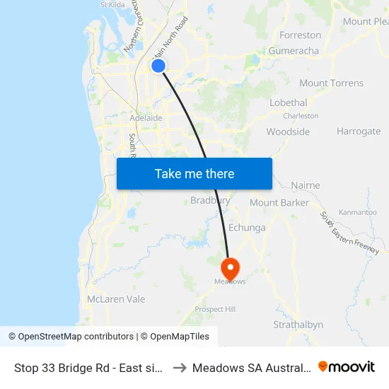 Stop 33 Bridge Rd - East side to Meadows SA Australia map