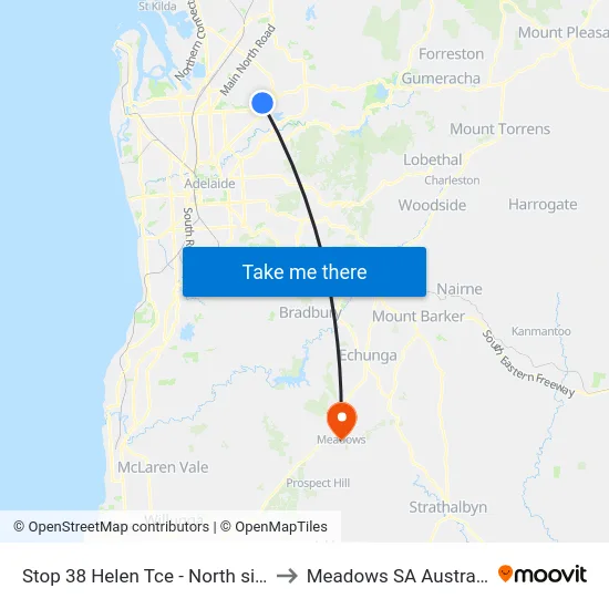 Stop 38 Helen Tce - North side to Meadows SA Australia map