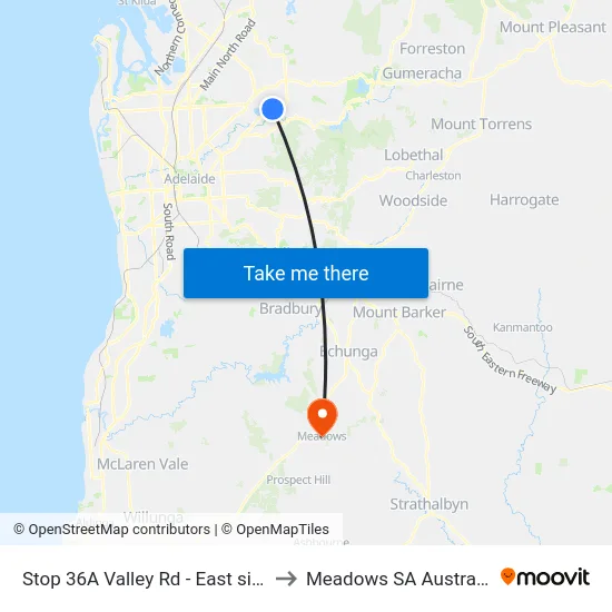 Stop 36A Valley Rd - East side to Meadows SA Australia map
