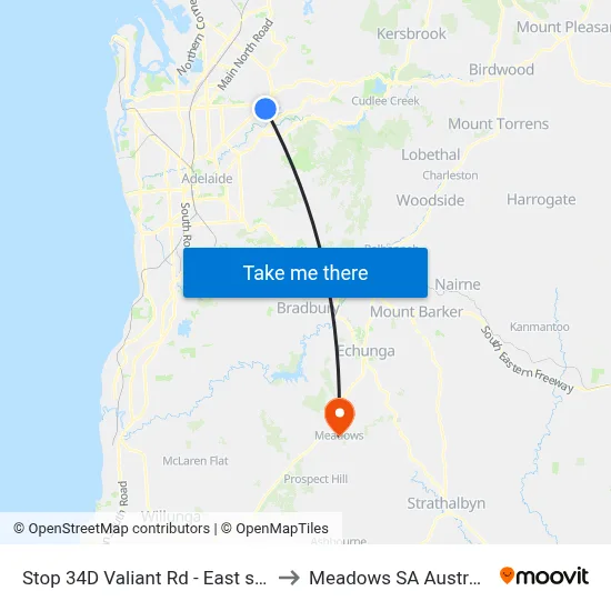 Stop 34D Valiant Rd - East side to Meadows SA Australia map