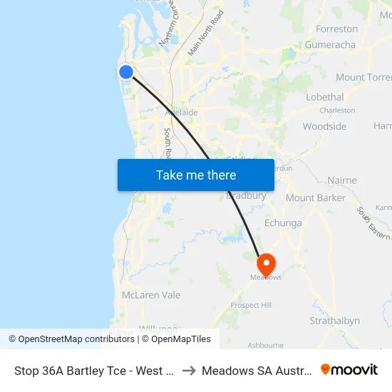 Stop 36A Bartley Tce - West side to Meadows SA Australia map