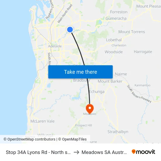 Stop 34A Lyons Rd - North side to Meadows SA Australia map