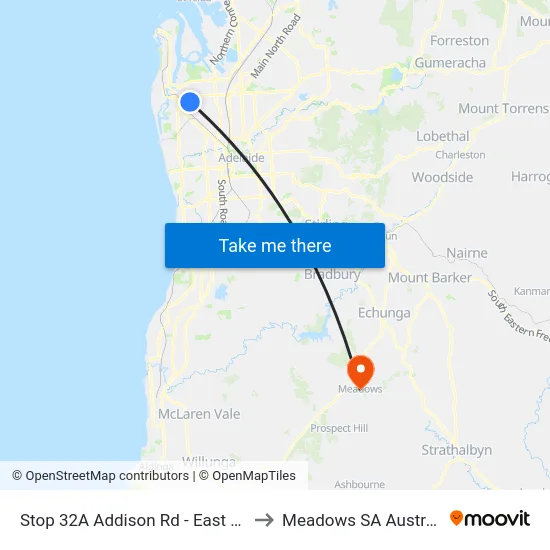 Stop 32A Addison Rd - East side to Meadows SA Australia map