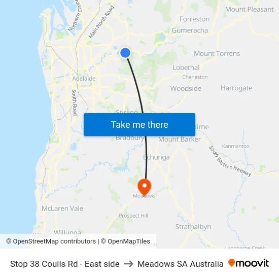 Stop 38 Coulls Rd - East side to Meadows SA Australia map