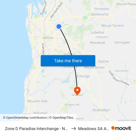 Zone D Paradise Interchange - North West side to Meadows SA Australia map