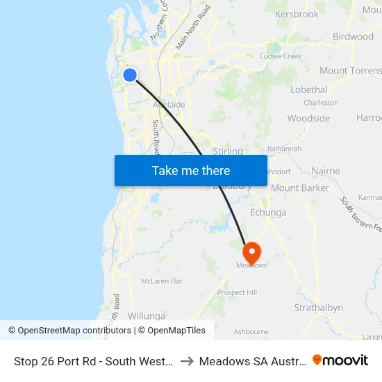 Stop 26 Port Rd - South West side to Meadows SA Australia map