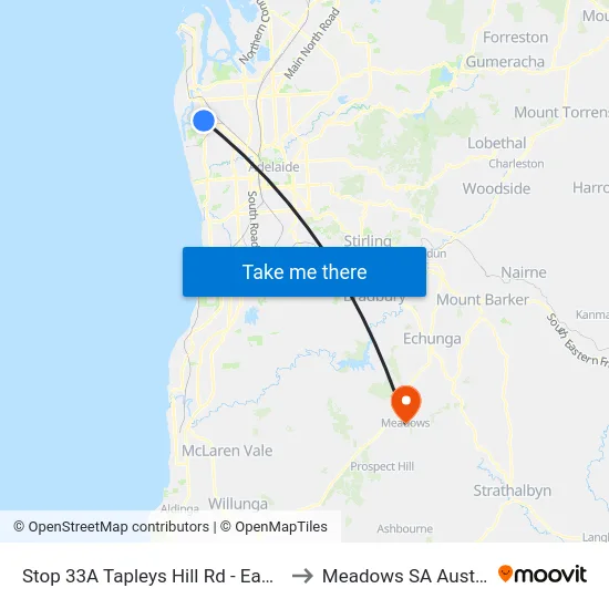 Stop 33A Tapleys Hill Rd - East side to Meadows SA Australia map