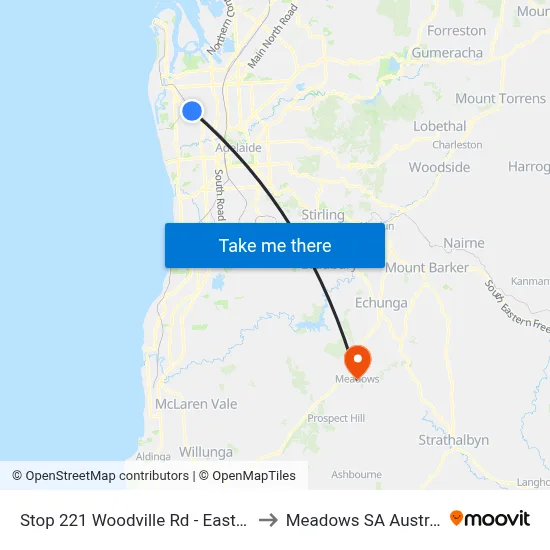 Stop 221 Woodville Rd - East side to Meadows SA Australia map