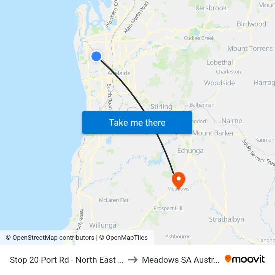Stop 20 Port Rd - North East side to Meadows SA Australia map