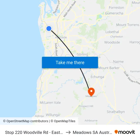 Stop 220 Woodville Rd - East side to Meadows SA Australia map