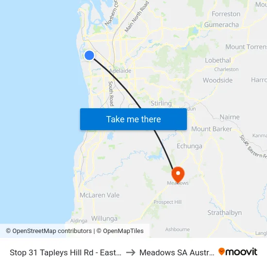 Stop 31 Tapleys Hill Rd - East side to Meadows SA Australia map