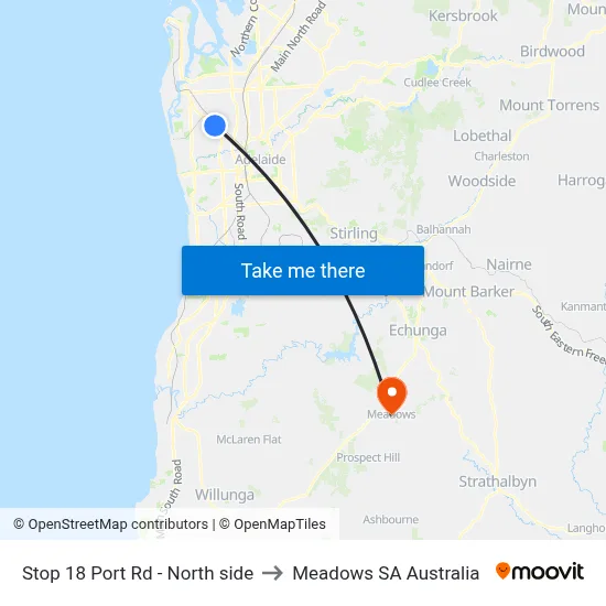 Stop 18 Port Rd - North side to Meadows SA Australia map