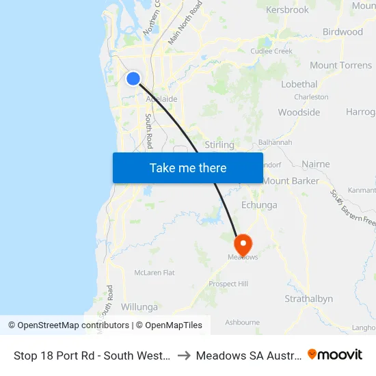 Stop 18 Port Rd - South West side to Meadows SA Australia map