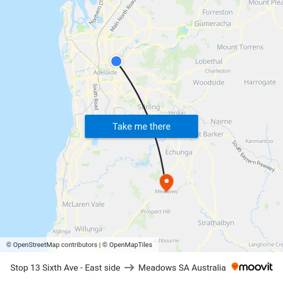 Stop 13 Sixth Ave - East side to Meadows SA Australia map