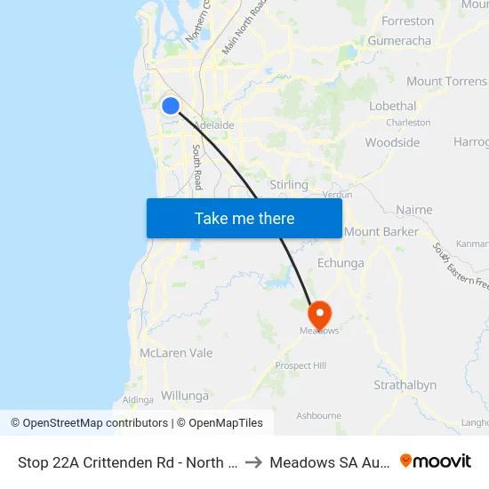 Stop 22A Crittenden Rd - North East side to Meadows SA Australia map