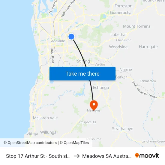 Stop 17 Arthur St - South side to Meadows SA Australia map