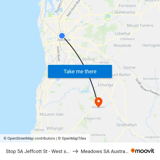 Stop 5A Jeffcott St - West side to Meadows SA Australia map