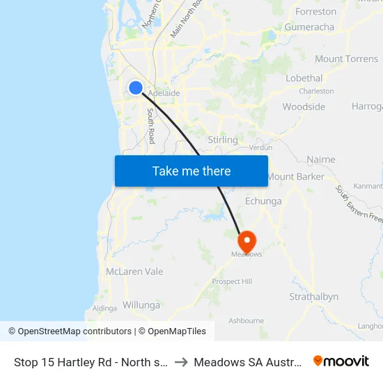Stop 15 Hartley Rd - North side to Meadows SA Australia map