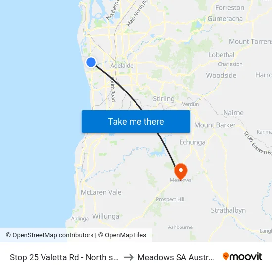 Stop 25 Valetta Rd - North side to Meadows SA Australia map