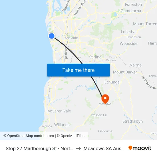 Stop 27 Marlborough St - North side to Meadows SA Australia map