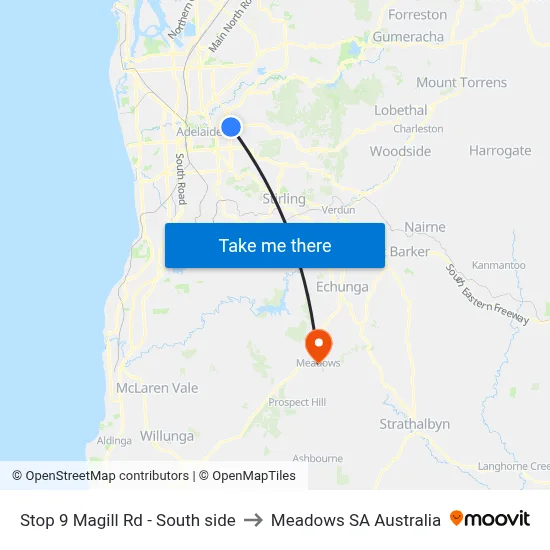 Stop 9 Magill Rd - South side to Meadows SA Australia map