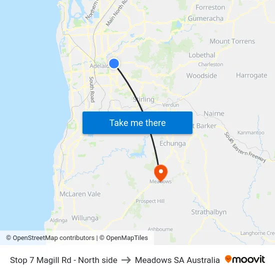 Stop 7 Magill Rd - North side to Meadows SA Australia map