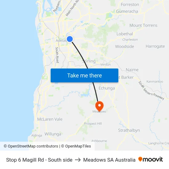 Stop 6 Magill Rd - South side to Meadows SA Australia map