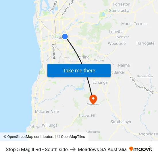 Stop 5 Magill Rd - South side to Meadows SA Australia map