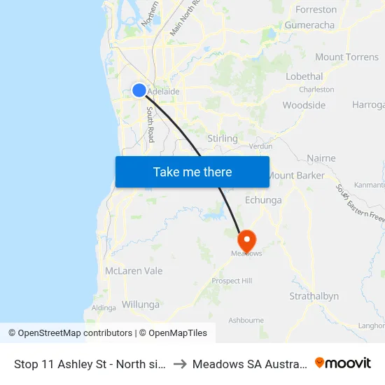 Stop 11 Ashley St - North side to Meadows SA Australia map
