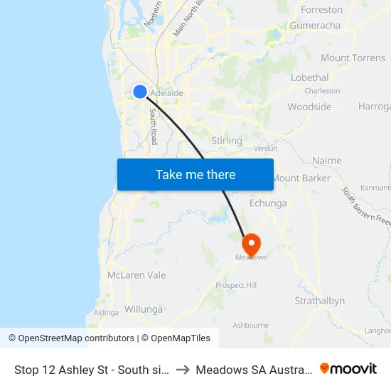 Stop 12 Ashley St - South side to Meadows SA Australia map