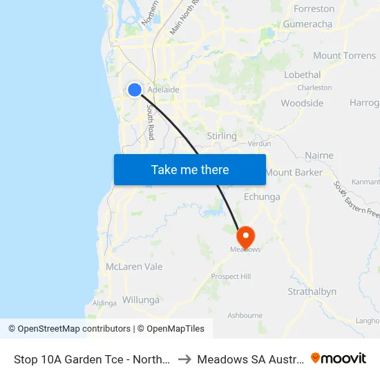 Stop 10A Garden Tce - North side to Meadows SA Australia map