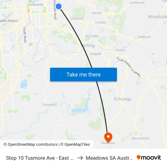 Stop 10 Tusmore Ave - East side to Meadows SA Australia map