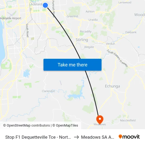 Stop F1 Dequetteville Tce - North East side to Meadows SA Australia map