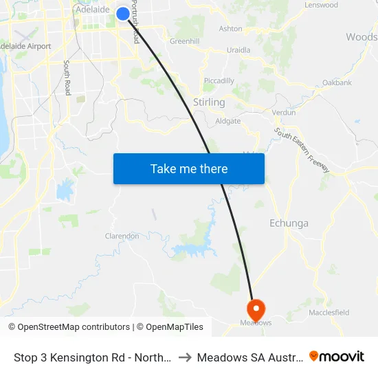 Stop 3 Kensington Rd - North side to Meadows SA Australia map