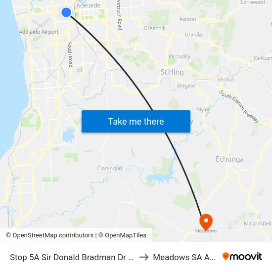Stop 5A Sir Donald Bradman Dr - North side to Meadows SA Australia map