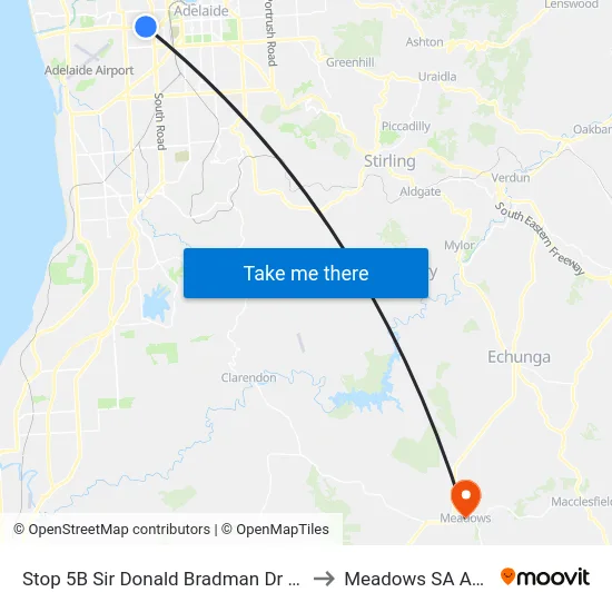 Stop 5B Sir Donald Bradman Dr - North side to Meadows SA Australia map